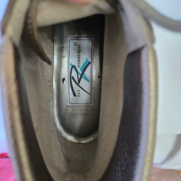 Ros Hommerson Vintage 80s Bronze Leather Ankle Boots 9.5N Metallic Booties - Picture 10 of 11